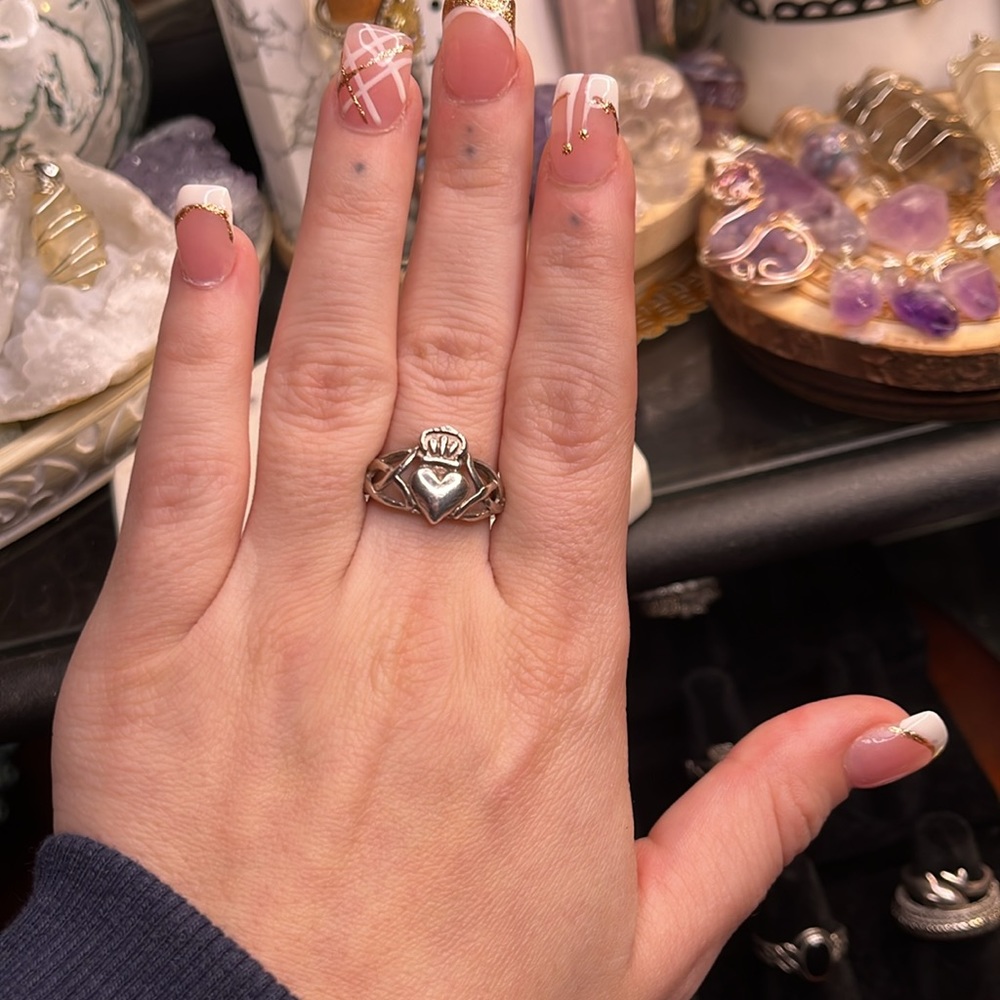 Claddagh Solid Silver Ring - image 2